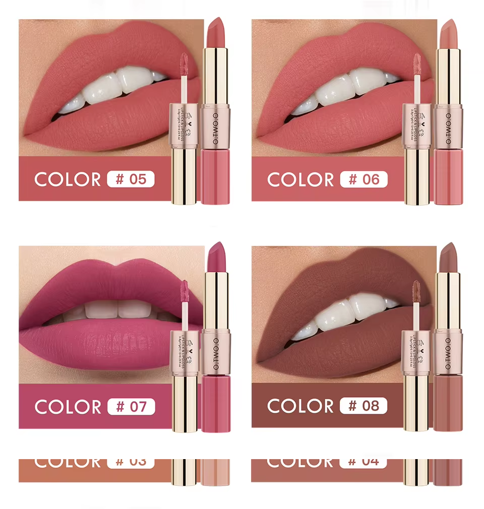 O.TWO.O ROSE GOLD 2 IN 1 LIPSTICK AND LIPGLOSS