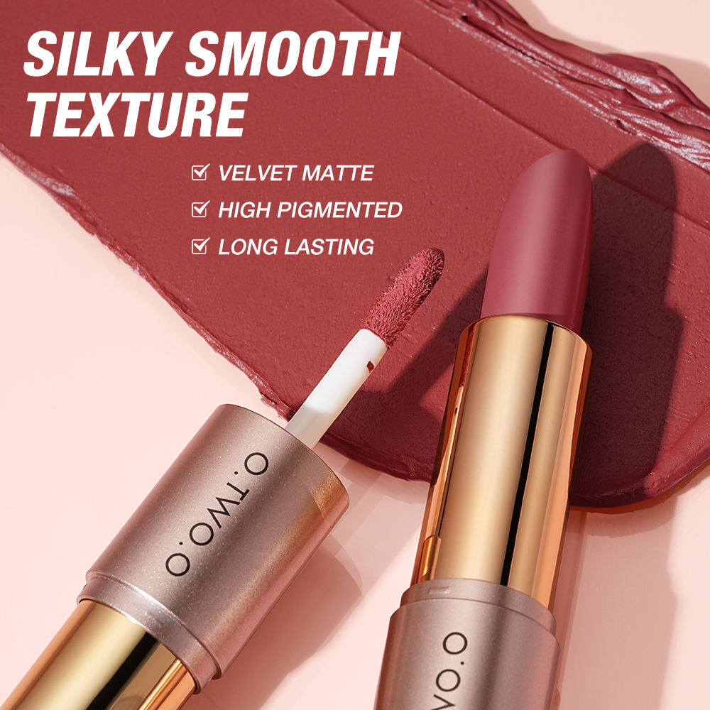 O.TWO.O ROSE GOLD 2 IN 1 LIPSTICK AND LIPGLOSS