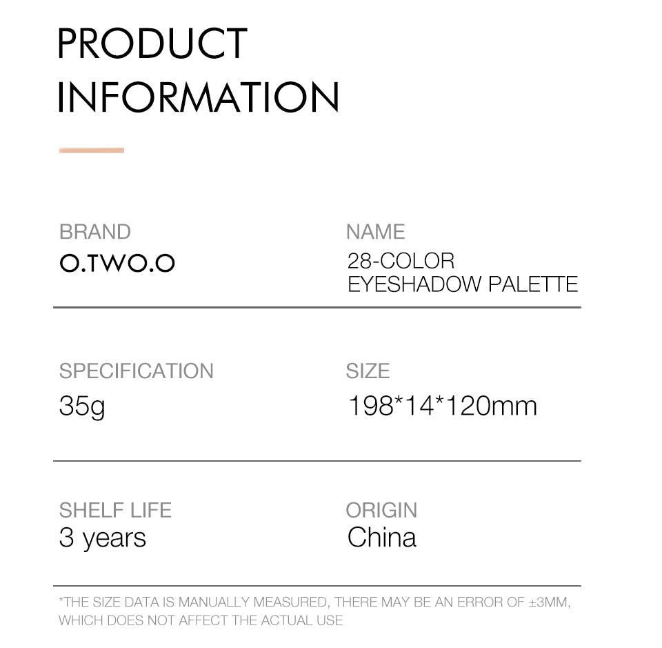 O.TWO.O EYE ESSENCE PALETTE (28 COLORS EYESHADOW)