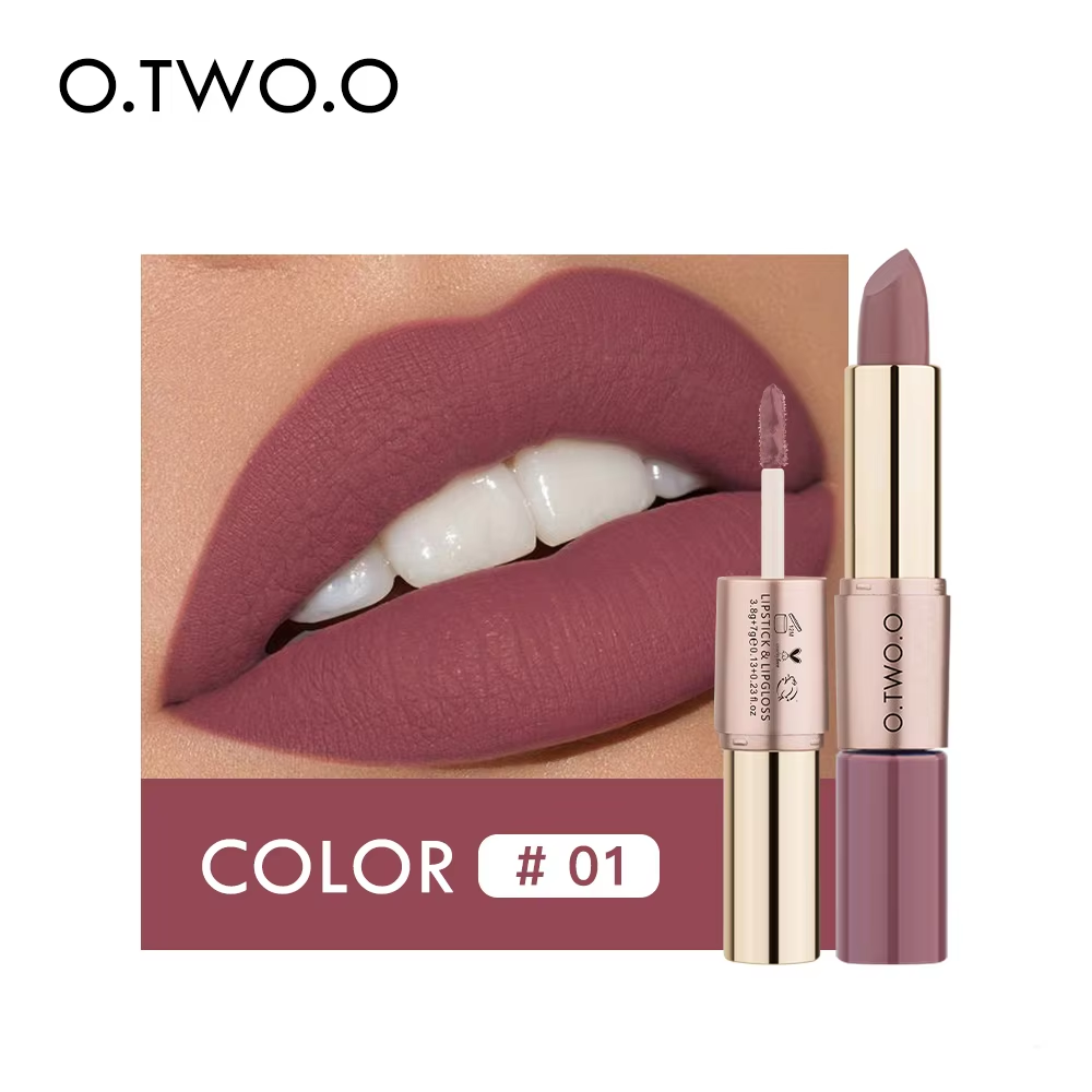 O.TWO.O ROSE GOLD 2 IN 1 LIPSTICK AND LIPGLOSS