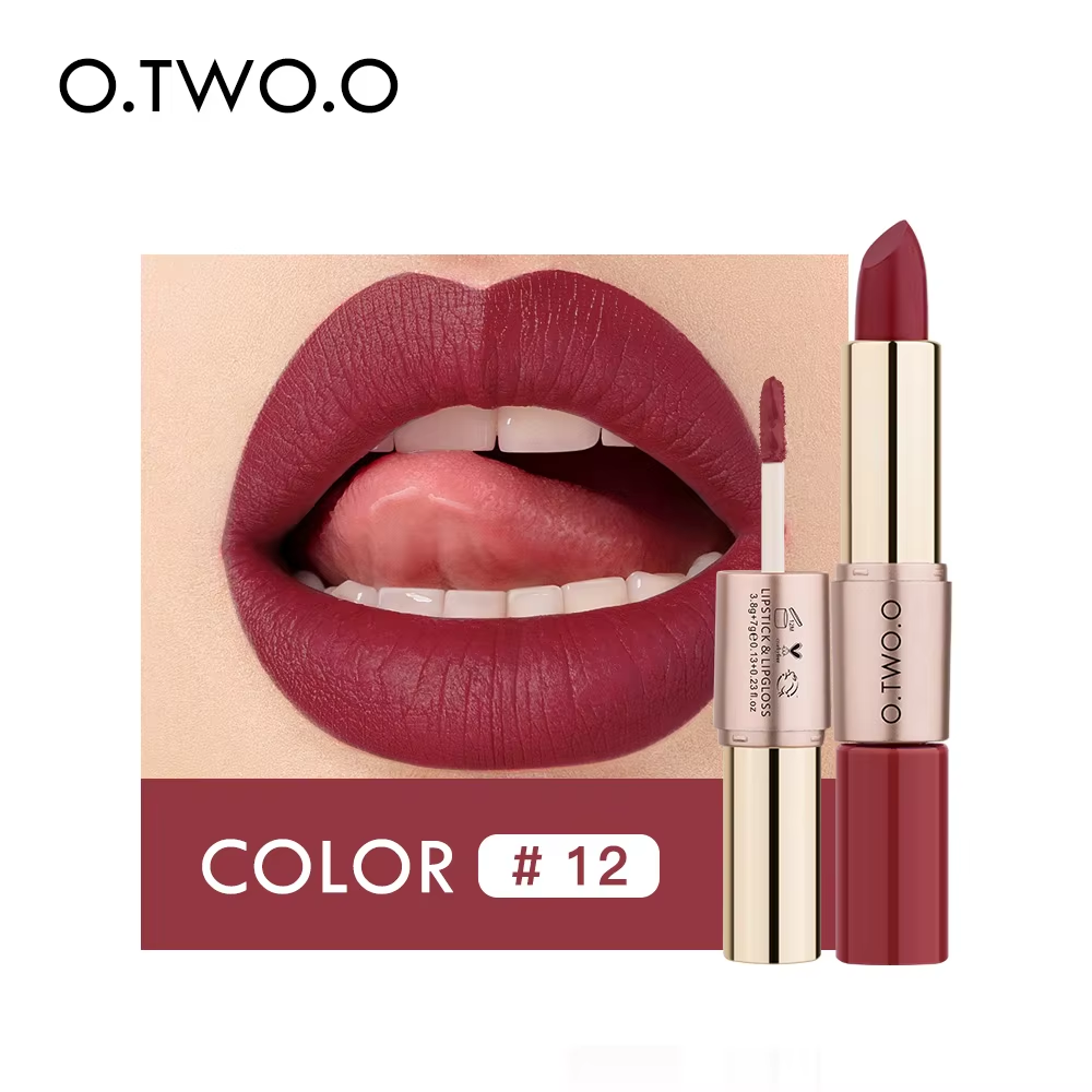 O.TWO.O ROSE GOLD 2 IN 1 LIPSTICK AND LIPGLOSS