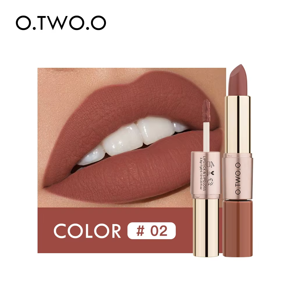 O.TWO.O ROSE GOLD 2 IN 1 LIPSTICK AND LIPGLOSS