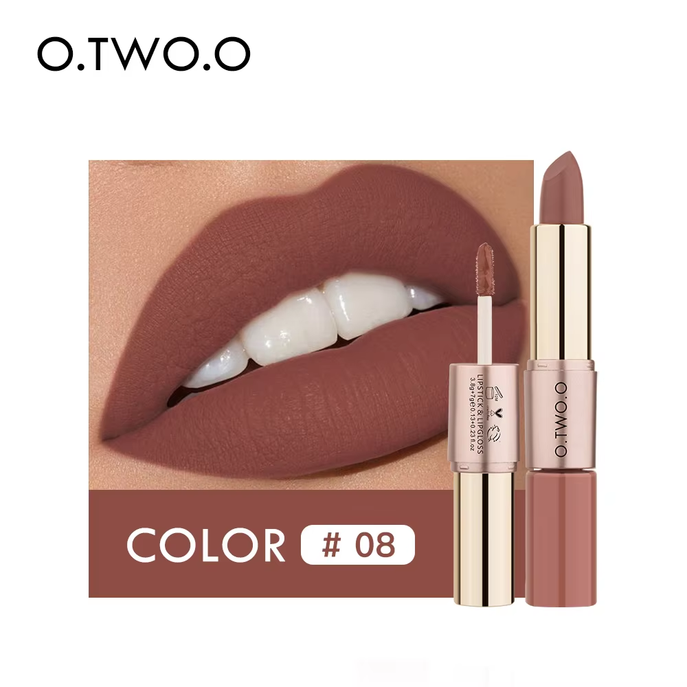O.TWO.O ROSE GOLD 2 IN 1 LIPSTICK AND LIPGLOSS