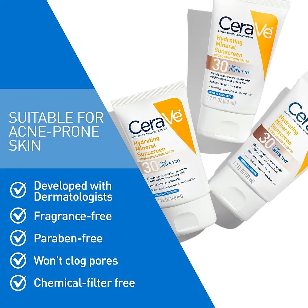 Cerave Hydrating Mineral Ultra sheer Tinted Sunscreen spf 30 50 ML
